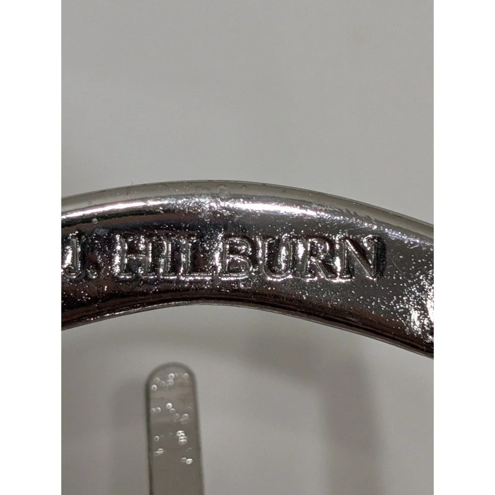 J. Hilburn Italian Calfskin  Leather Belt – Size 44 Navy Blue Silver Buckle